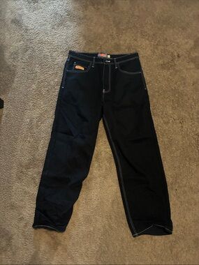 Empyre Black Relaxed Jeans with White Contrast Stitching